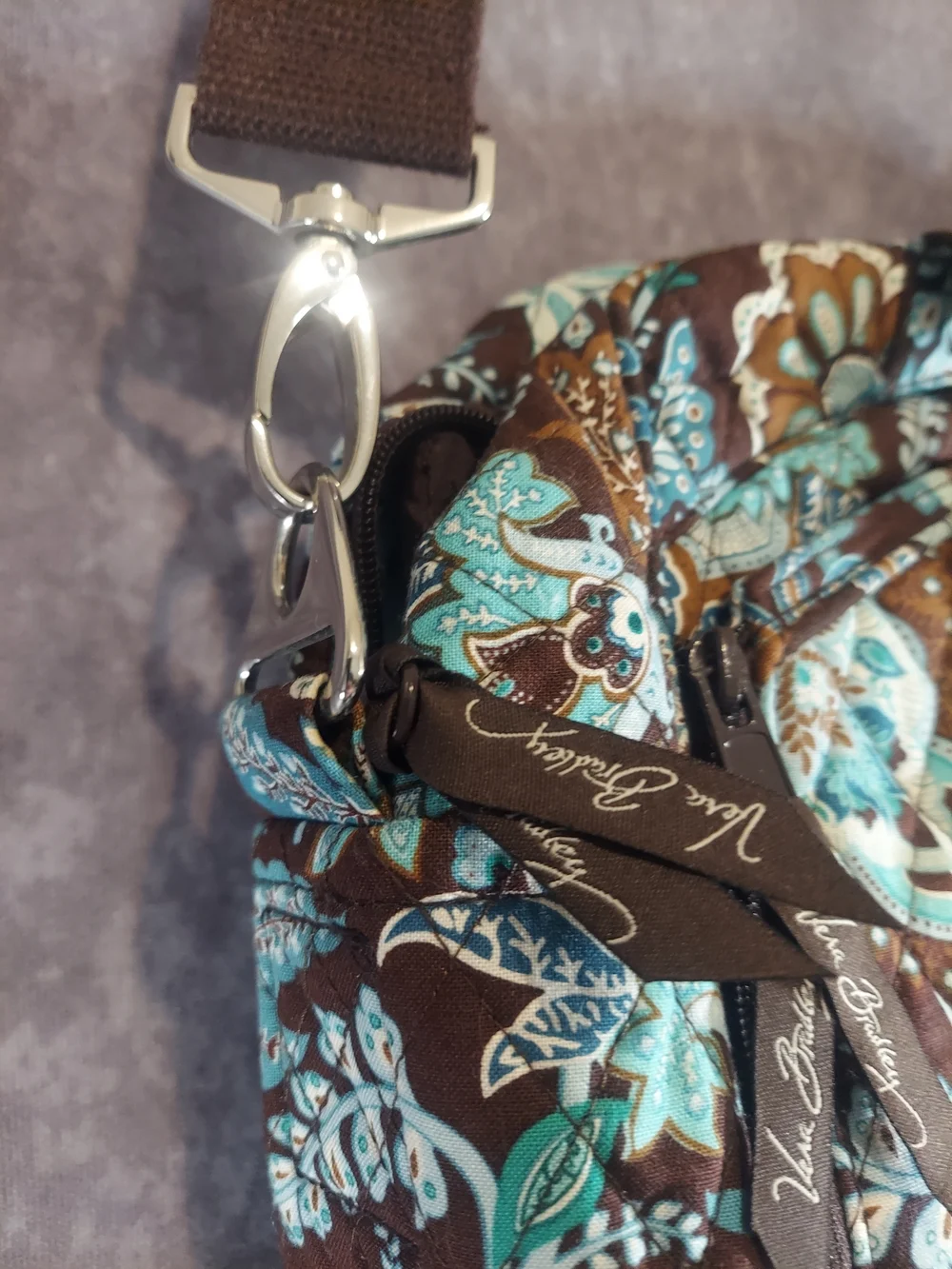 Vera Bradley Java Blue Quilted Travel Bag Retired 2007 Paisley Duffel Tote VGC